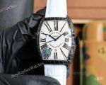 High Quality Replica Franck Muller White Leather Strap White Face Black Colors Bezel Watch 55*42*13mm